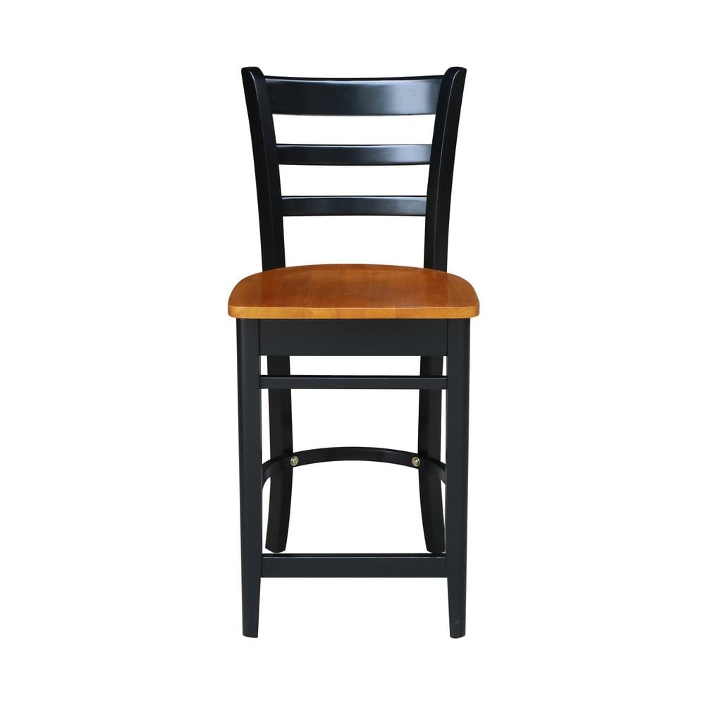 Emily Black and Cherry Wood Counter Height Barstool
