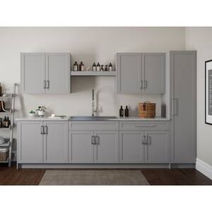 Home Laundry Room 84 in. H x 129 in. W x 25.5 in. D Cabinet Set in Gray (11-Piece)