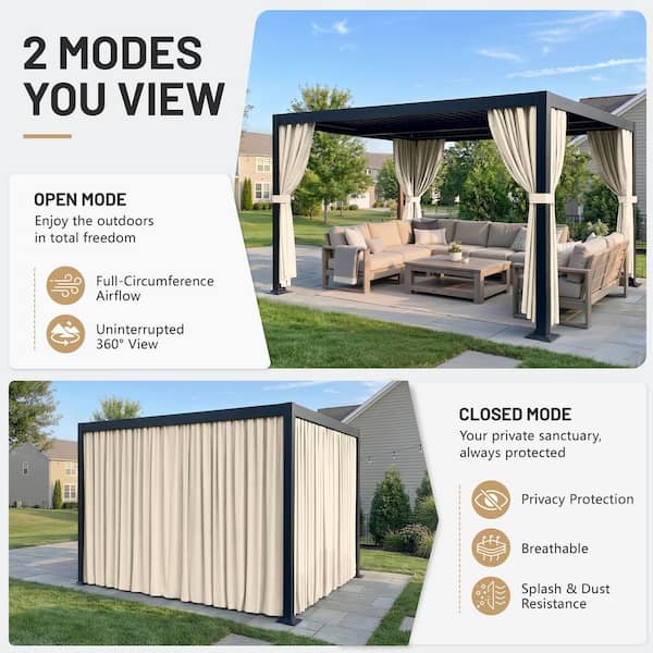 WNP 10 ft. x 13 ft. Universal Outdoor Privacy Curtains, Gazebo