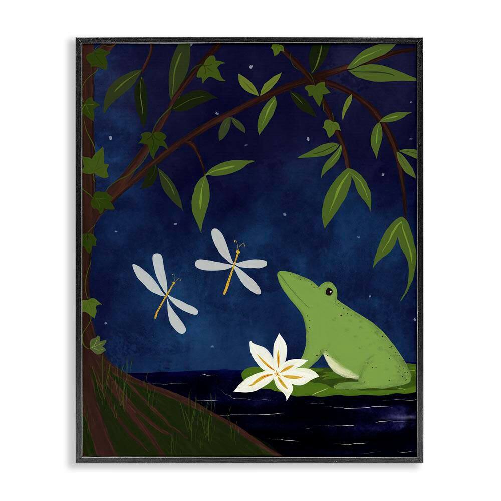 Frog in Night Forest by Michelle Ingari Designs Black Framed Animal Giclee Art Print 30 in. x 24 in. price history on PriceWatchPro