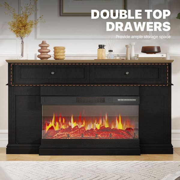 Sizzim 80 in. Freestanding Engineered Wood Electric Fireplace TV