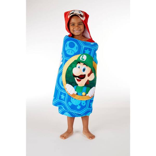 Super Mario Jump and Go Multi Colored Cotton Hooded Bath Towel Wrap HH1456 The Home Depot