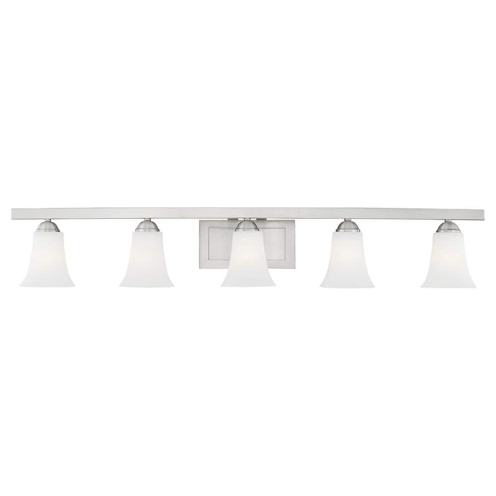 Ridgedale Brushed Nickel 5-Light Vanity with Satin Opal White Glass