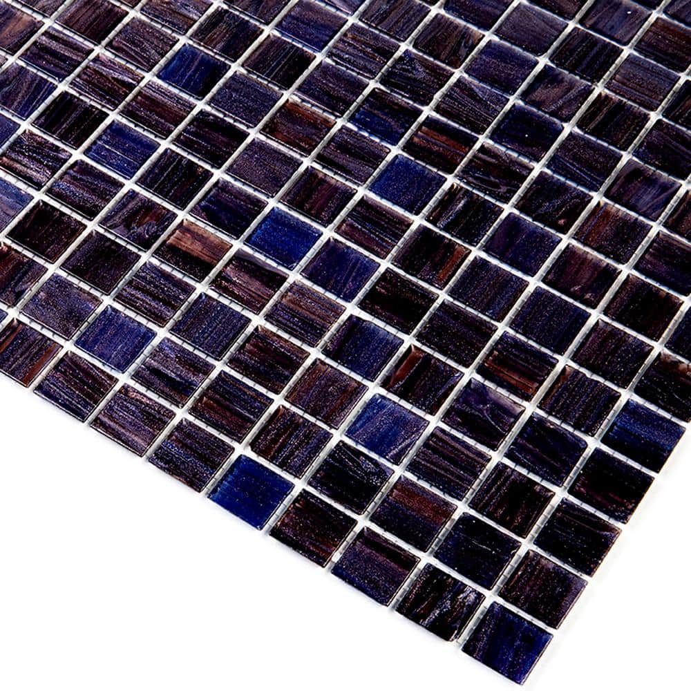 Celestial Deep Indigo Blue Iridescent Glass Mosaic Tile