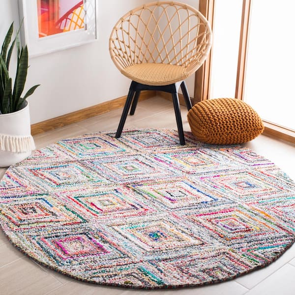 Nantucket Multi 8 ft. x 8 ft. Round Geometric Area Rug