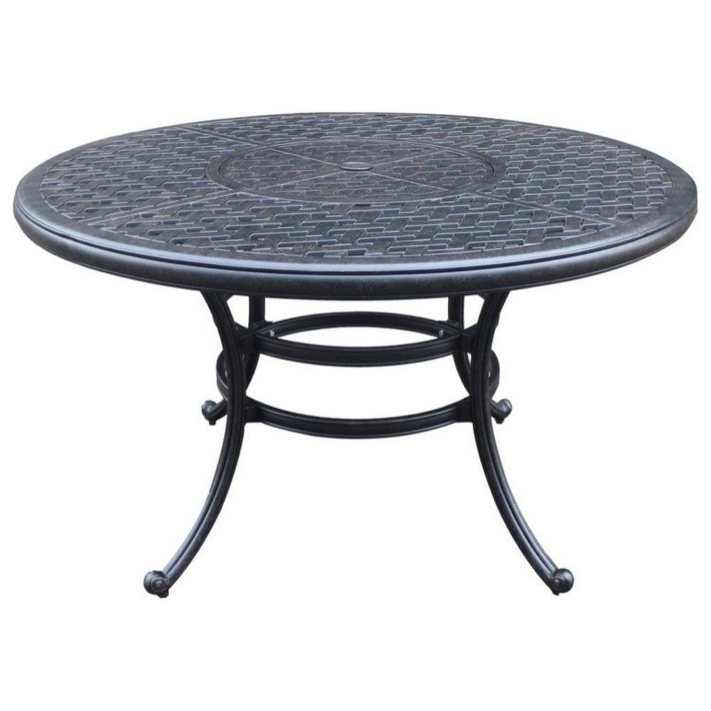 Lattice Design Round Powder-Coated Cast Aluminum Outdoor Dining Table with Umbrella Hole & Curved Legs in Antique Bronze price history on PriceWatchPro