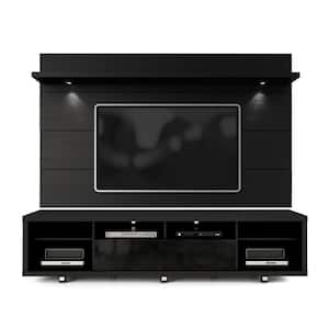 Cabrini 86 in. Black Engineered Wood Entertainment Center with 2 Drawer Fits TVs Up to 70 in. with Wall Panel