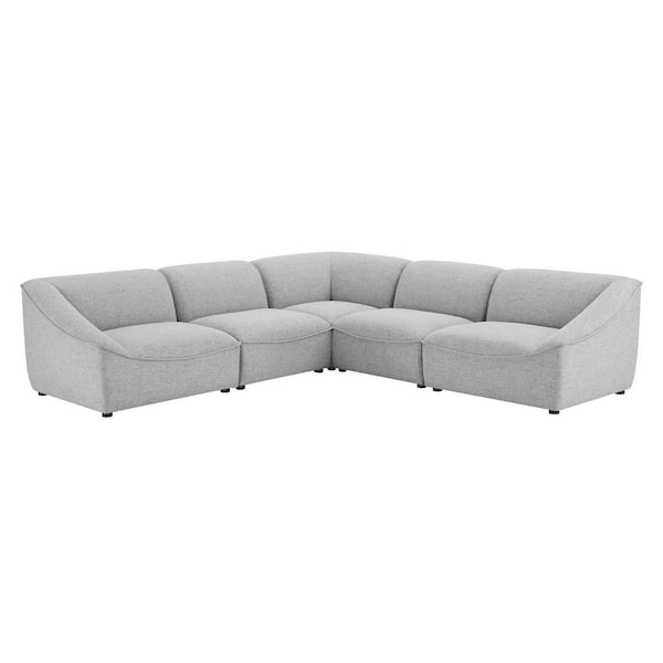 MODWAY Comprise 5-Piece Light Gray Fabric L-Shape Symmetrical Sectionals Sofa