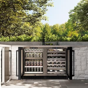 Touchstone 24 in. Dual-Zone 44-Bottle Beverage and Wine Cooler with Glass Door in Black Stainless Steel