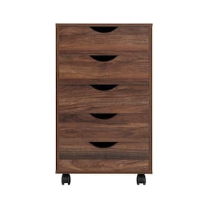 5-Drawer Brown Oak 26 in. H x 16 in. W x 16 in. D Wood Lateral File Cabinet