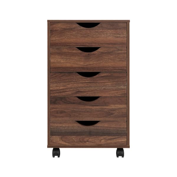 MAYKOOSH 5-Drawer Brown Oak 26 in. H x 16 in. W x 16 in. D Wood Lateral File Cabinet