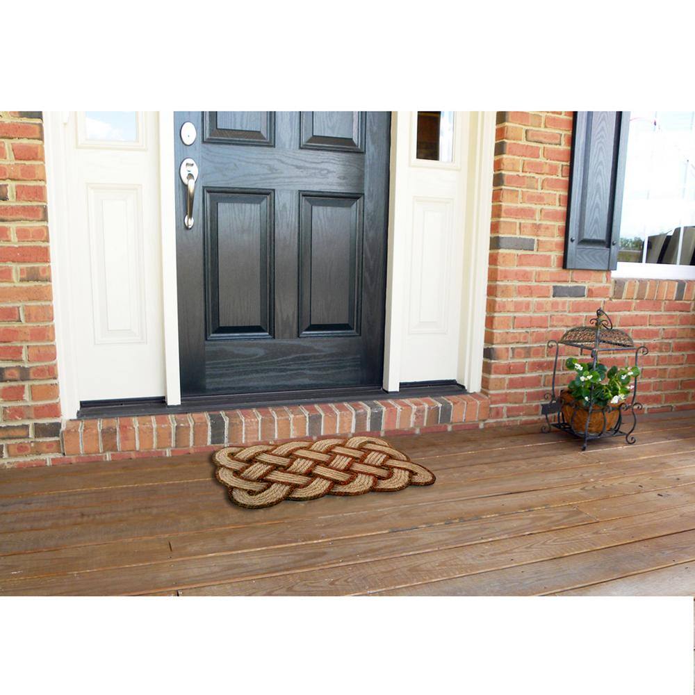 Handcrafted Natural Brown Coir Rope Outdoor Doormat