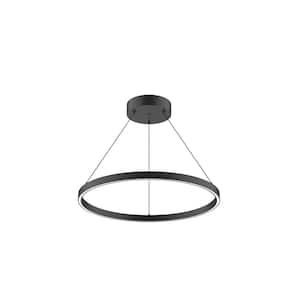 Cerchio 24 in. 1 Light 51-Watt Black Integrated LED Pendant Light