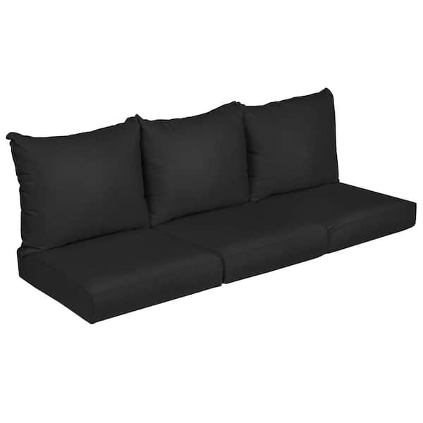 SORRA HOME 22.5 in. x 22.5 in. x 5 in. 6-Piece Deep Seating Outdoor Couch Cushion in Sunbrella Canvas Black