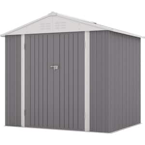 8 ft. W x 6 ft. D Outdoor Storage Gray Metal Shed with Sloping Roof and Double Lockable Door (45 sq. ft.)