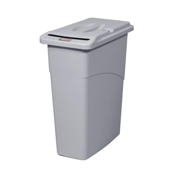 Rubbermaid Commercial Products Slim Jim 23 Gal. Grey Confidential Document Trash Can with Lid