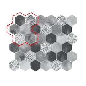 Concret Gray Hexagon 6 x 6 in. Backsplash. Recycled Glass Cement Looks Floor And Wall Mosaic Tile (0.25 sq.ft.)
