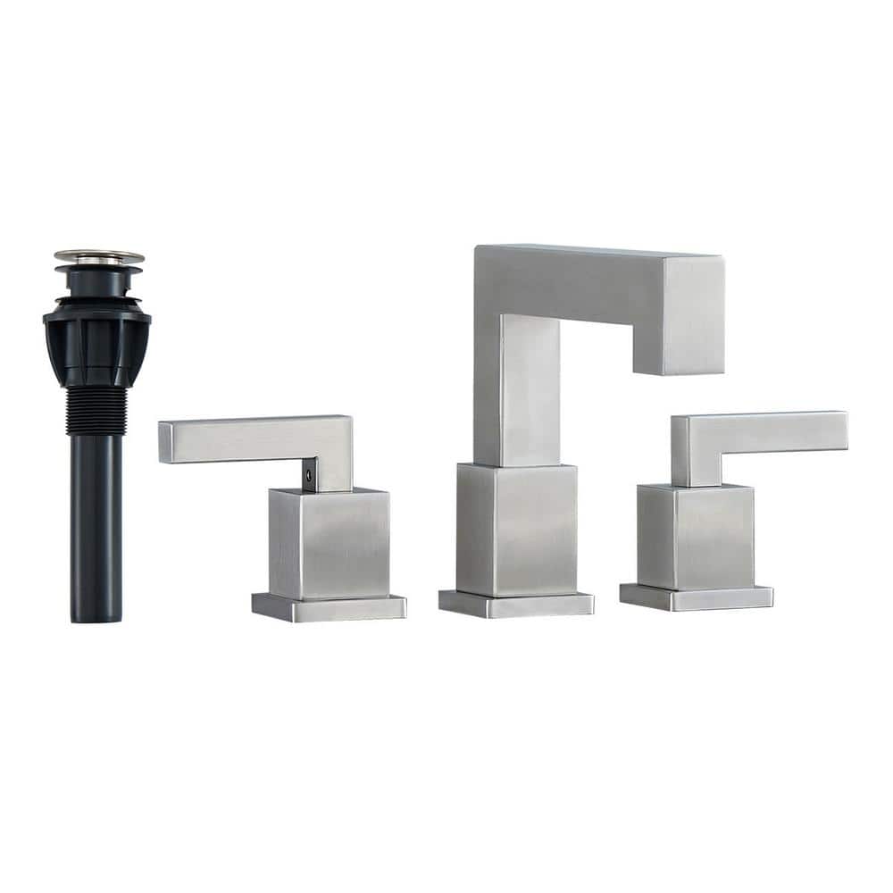 Bathroom Faucets for Sink 3 Hole, 8 in. Widespread 2-Handle Bath Faucet with Drain for Vanity RV Sink in Brushed Nickel price history on PriceWatchPro