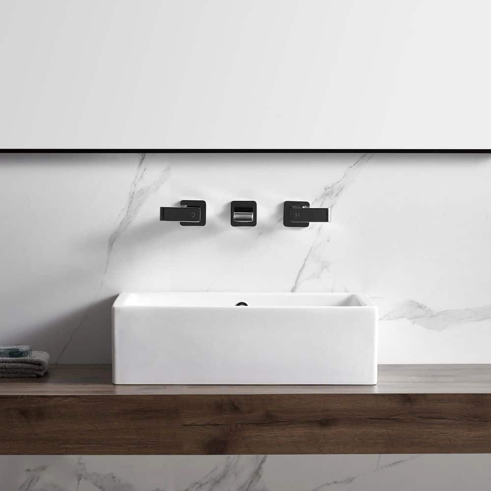 Dublin 20" x 15" White Ceramic Rectangular Vessel Sink with Overflow