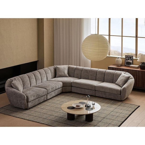 Lesly Modern 126 in. Wide Slope Arm Chenille Fabric L-Shaped (V