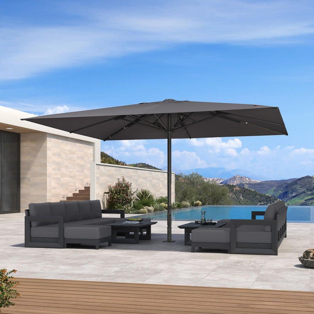apontus 13 foot market patio umbrella outdoor furniture aluminum 13FT Large with Crank Handle,Large Rectangular Outdoor Umbrella Sun Protection for Pool,Market,Deck,Backyard,Beach,without Base(Gray) : Patio, Lawn & Garden featuring impressive dimensions of 13 ft x 6.5 ft that provide up to 85 square feet of shadeperfect for family gatherings 10x13 ft large PATIO umbrella