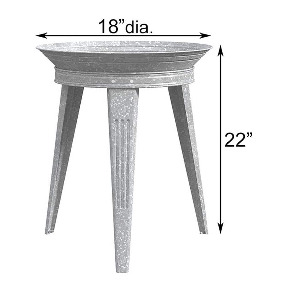 Gray Galvanized Metal Bird Bath with Pedestal Stand