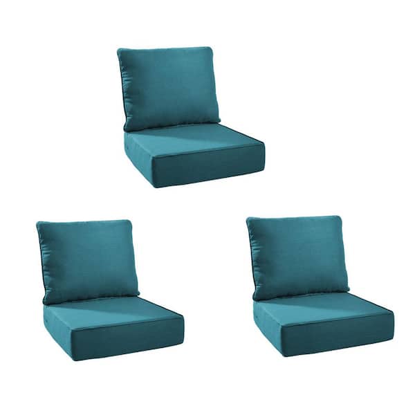 PlushCore 24 In. x 24 In. x 6 In. 6-Piece Deep Seating Outdoor Dining Chair Thick Cushion Set in Peacock Green (3-Set)