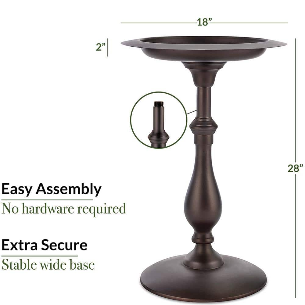 Bronze Pedestal Bird Bath with Decorative Fairy