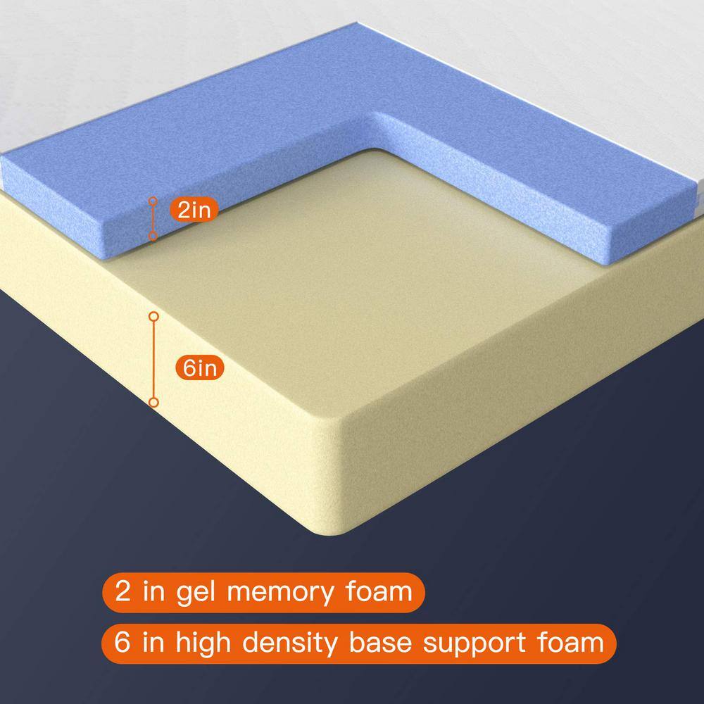 Twin 8-Inch White Gel Memory Foam Mattress