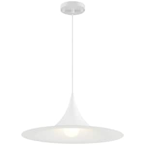 Costa 4 -Watt 1-Light Matte White Cone Pendant Light with Steel Shade and LED Bulb Included