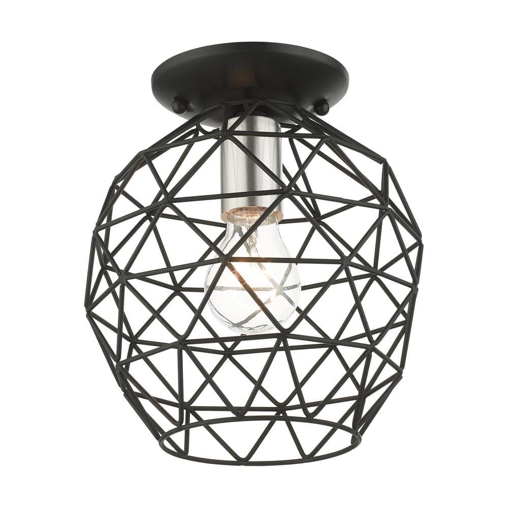 Geometrix Modern Black Nickel LED Flush Mount Light