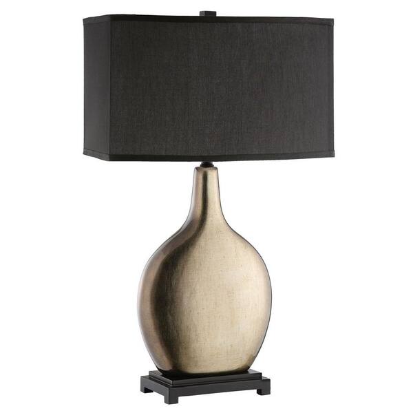 Filament Design Sonoma 30 in. Gold Glazed Ceramic & Matte Black Wood Incandescent Table Lamp