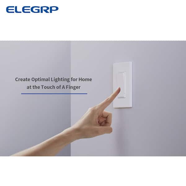 ELEGRP Slide Dimmer Switch, Single Pole and 3-Way, Wall Plate Included, White (6-pack)