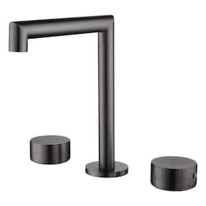 2 Handles 8 in. Widespread High Arc Bathroom Faucet with Hot/Cold Indicators in Gunmetal Gray