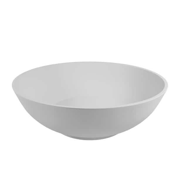 castellousa Monty Matte White Solid Surface Round Vessel Sink