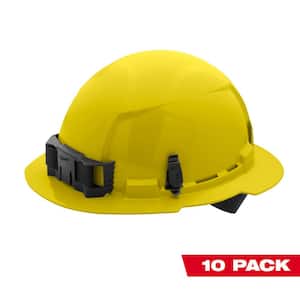 BOLT Yellow Type 1 Class E Full Brim Non-Vented Hard Hat with 4 Point Ratcheting Suspension (10-Pack)