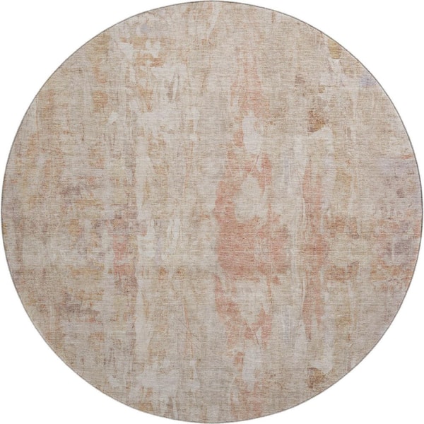 Mayfield Premium Machine Washable Abstract AMF2310 Beige 8 ft. x 8 ft. Round Rug