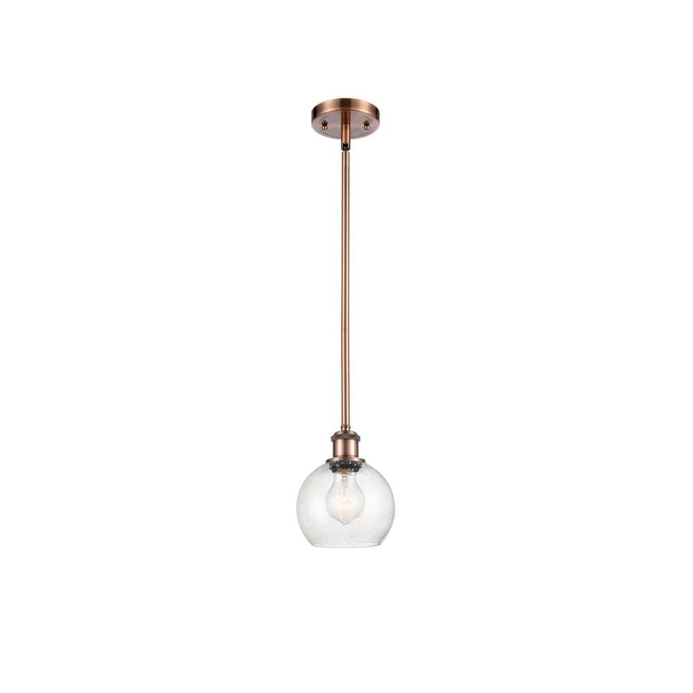Athens Antique Copper Mini Pendant with Seedy Glass Shade