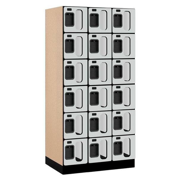 Salsbury Industries S-36000 Series 36 in. W x 76 in. H x 21 in. D 6-Tier Box Style See-Through Designer Wood Locker in Gray