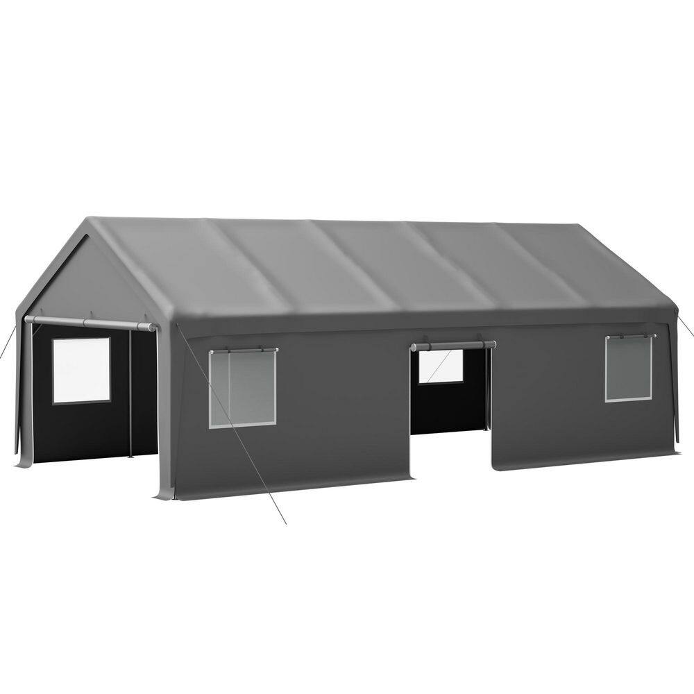 13 ft. W x 26 ft. D Gray Roof Heavy Duty Portable Metal Carport with 3 Doors price history on PriceWatchPro
