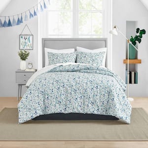 Olivia 3-Piece Blue Cotton Full/Queen Comforter Set