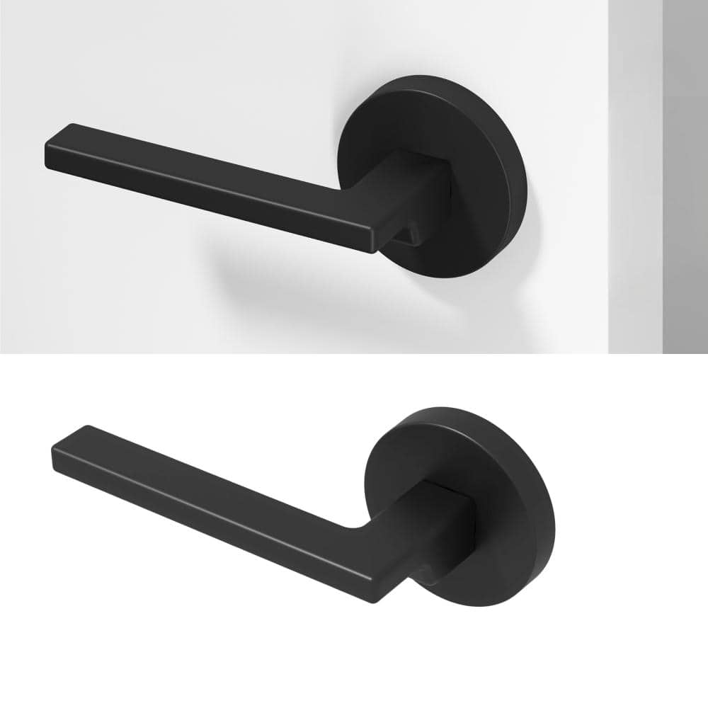 Okun Dune Metal Matte Black Dummy Door Handle with Round Rosette