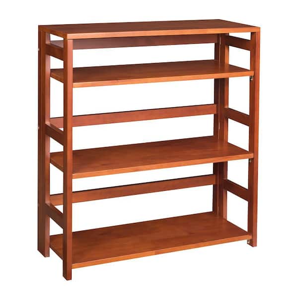 Regency 34 in. Cherry Wood 3-shelf Foldable Standard Bookcase