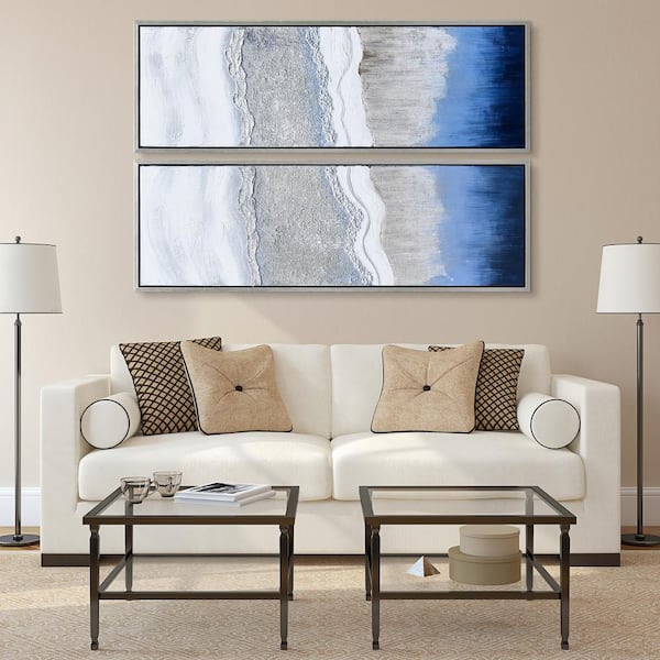 Extra Large wall art white diptych set tree trunks oversized
