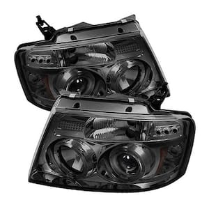 Ford F150 04-08 Projector Headlights - Version 2 - LED Halo - LED ( Replaceable LEDs ) - Smoke - High H1 - Low 9006