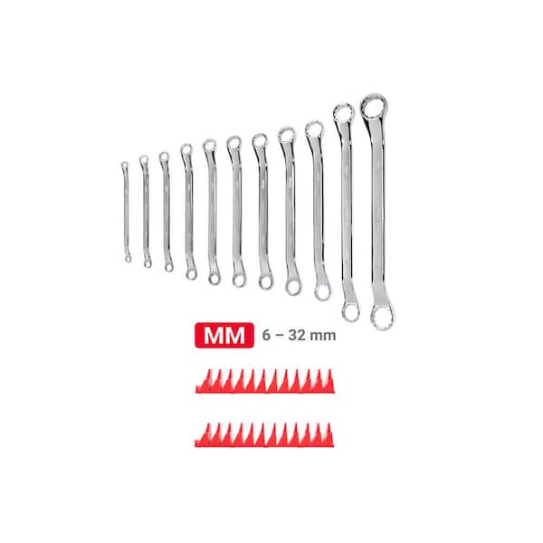 TEKTON 6-32 mm 45-Degree Offset Box End Wrench Set with Modular