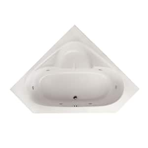 Studio 60 in. Acrylic Corner Drop-in Whirlpool Bathtub in White