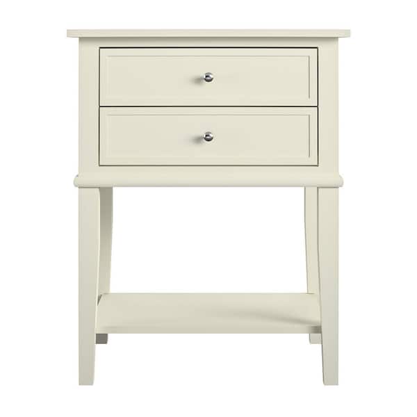 Ameriwood Home Queensbury White Accent Table with 2-Drawers