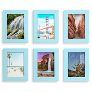 Modern 3.5 in. x 5 in. Light Blue Picture Frame (Set of 6)