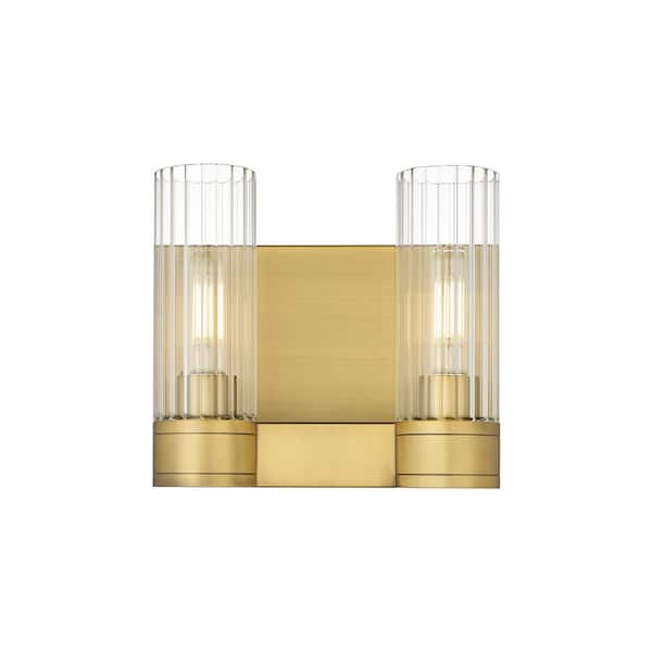 Innovations Empire 10.5 in. 2-Light Brushed Brass Wall Sconce with Glass Shade
